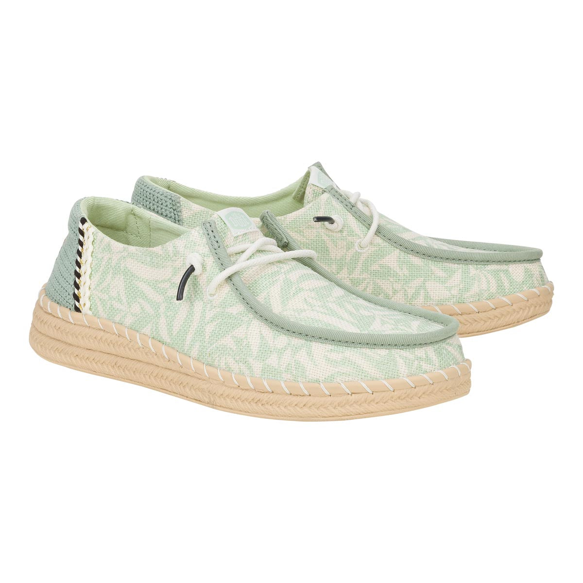 Wendy Espadrille Retro Palm Celadon Green/White