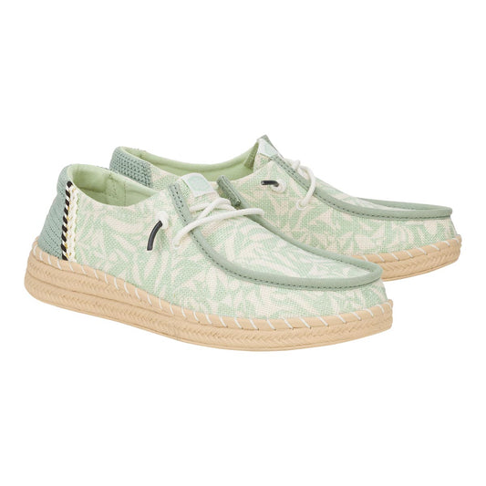 Wendy Espadrille Retro Palm Celadon Green/White