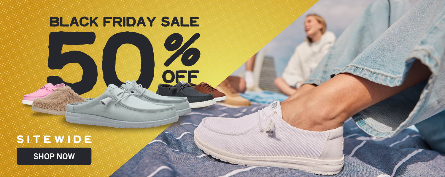 Hey dude nz early black friday sale on the best comfortable shoes perfect for gifts, travel, him, her.