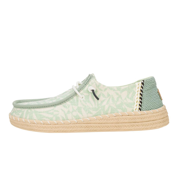 Wendy Espadrille Retro Palm Celadon Green/White
