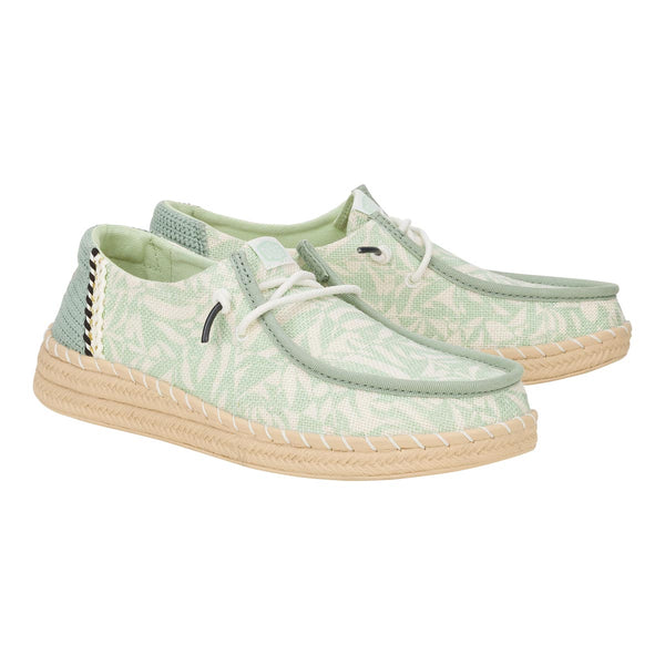 Wendy Espadrille Retro Palm Celadon Green/White