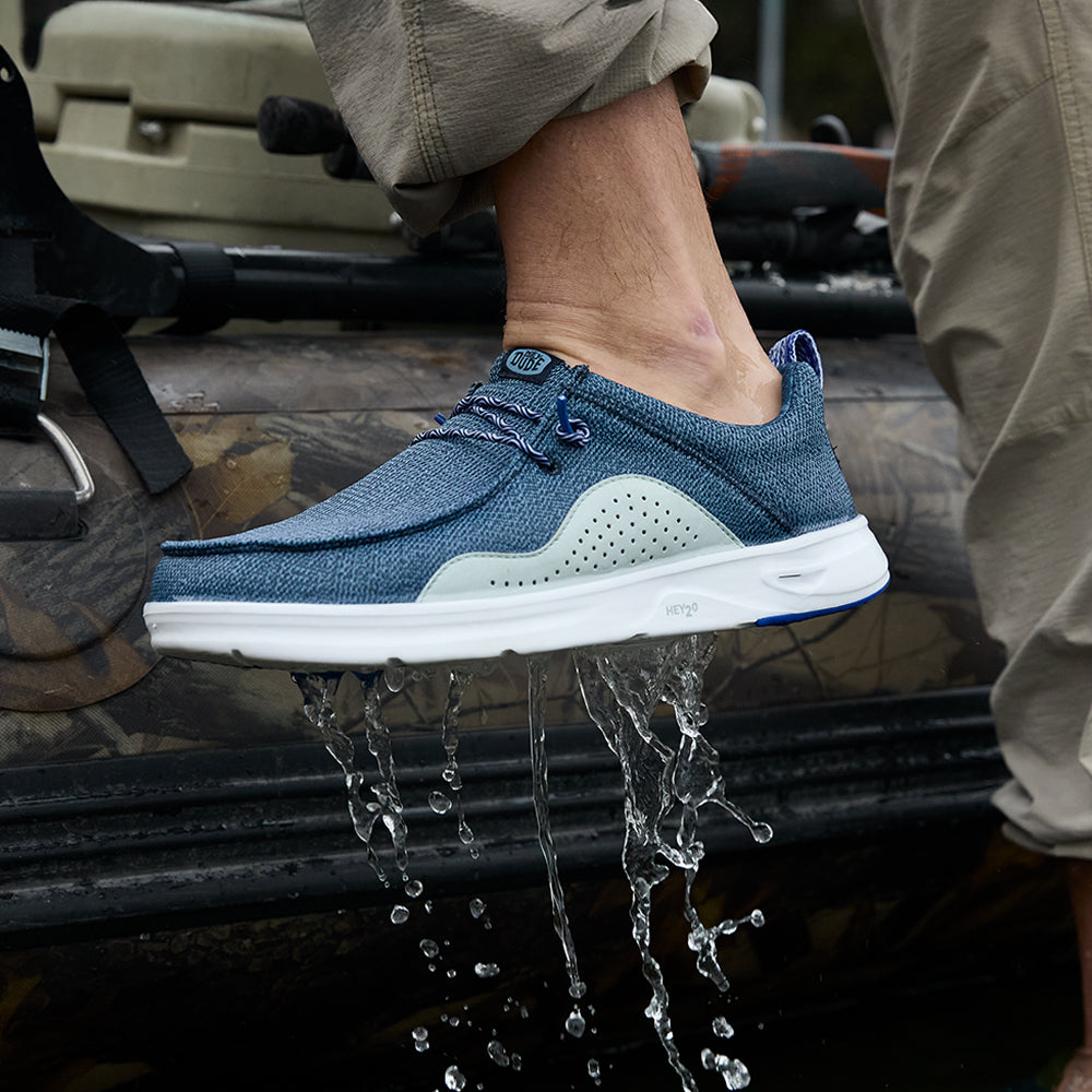 Water-friendly outdoor shoes, tough and strong to battle wet conditions, comfortable shoe supplied by Hey Dude NZ